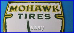 Vintage Mohawk Tires Sign Porcelain Service Mechanic Shop Gas Oil Pump Sign