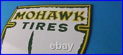 Vintage Mohawk Tires Sign Porcelain Service Mechanic Shop Gas Oil Pump Sign