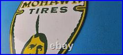 Vintage Mohawk Tires Sign Porcelain Service Mechanic Shop Gas Oil Pump Sign