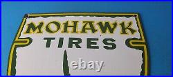 Vintage Mohawk Tires Sign Porcelain Service Mechanic Shop Gas Oil Pump Sign