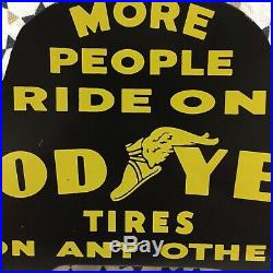 Vintage More People Ride On Goodyear Tires License Plate Topper Sign