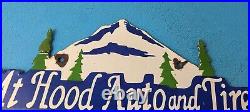 Vintage Mount Hood Auto Tire Porcelain Gas Station Auto Pump Plate Sign