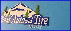 Vintage Mount Hood Auto Tire Porcelain Gas Station Auto Pump Plate Sign