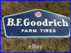 Vintage ORIGINAL BF GOODRICH Farm Tires Advertising Metal Gas Oil Station SIGN
