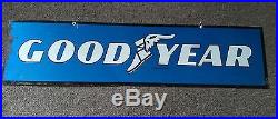 Vintage ORIGINAL GOODYEAR Tires Advertising Gas Station Oil Metal SIGN 2-Sided