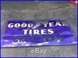 Vintage ORIGINAL Old Goodyear Tires NEON PORCELAIN Sign -BARN FIND