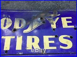 Vintage ORIGINAL Old Goodyear Tires NEON PORCELAIN Sign -BARN FIND