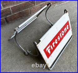 Vintage Old Firestone Tire Metal Advertising Display Stand Rack Sign Red/white