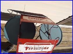 Vintage Old Firestone Tire Metal Advertising Display Stand Rack Sign Red/white