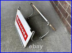 Vintage Old Firestone Tire Metal Advertising Display Stand Rack Sign Red/white