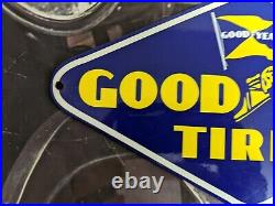 Vintage Old Goodyear Tires Porcelain Metal Sign Service Gas Station Tires