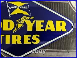 Vintage Old Goodyear Tires Porcelain Metal Sign Service Gas Station Tires