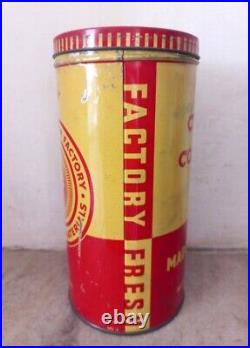 Vintage Old Madras Rubber Factory MRF Tyre Cushion Compound Ad Litho Tin Box