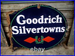 Vintage Old Original Porcelain Enamel Sign Goodrich Silvertowns Tyre ...