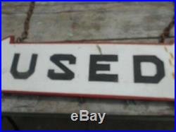 Vintage Old Original Wood 2-Sided Gas Station USED CARS TIRES Advertising SIGN