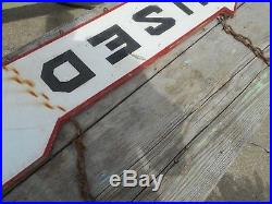 Vintage Old Original Wood 2-Sided Gas Station USED CARS TIRES Advertising SIGN