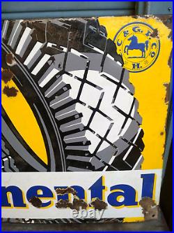 Vintage Old Porcelain Enamel Sign Continental Truck Tyre CC & Gp Co Germany 1930