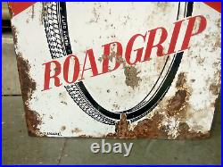 Vintage Old Porcelain Enamel Sign Nrm Roadfinder And Roadgrip Cycle Tyre 18 X 60