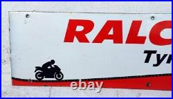 Vintage Old Rare Indian Collectible Ralco Tyres Ad Porcelain Enamel Sign Board