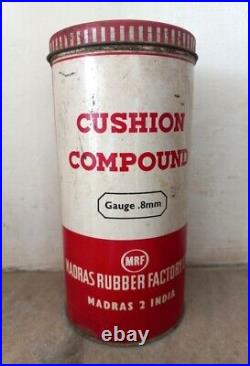 Vintage Old Rare Mansfield Tyre Cushion Compound Adv. Litho Round Long Tin Box