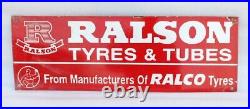 Vintage Old Rare Ralsone Tyre & Tubes From Ralco Ad Porcelain Enamel Sign Board