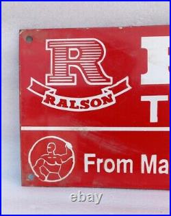Vintage Old Rare Ralsone Tyre & Tubes From Ralco Ad Porcelain Enamel Sign Board