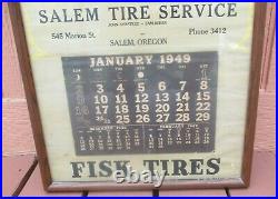 Vintage Original 1949 FISK TIRE Time to Retire Calendar Sign 17 W x 34 Tall