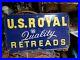 Vintage-Original-1950-s-US-Royal-Quality-Retreads-Tires-Embossed-Metal-Sign-Gas-01-nf