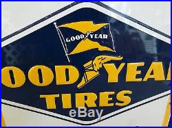 Vintage Original 1954 Goodyear Tire & Battery Porcelain Sign 30 x 30