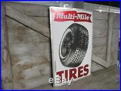 Vintage Original Aluminum Multi Mile Tires Advertising Sign