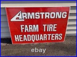 Vintage Original Armstrong Farm Tire Headquarters Embossed Sign Scioto 1981