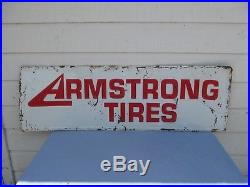 Vintage Original Armstrong Tire Sign 54 x 17 Embossed Green Back