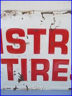 Vintage Original Armstrong Tire Sign 54 x 17 Embossed Green Back