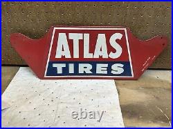 Vintage Original Atlas Tires Gas Service Station Advertising Rack Sign 22x8