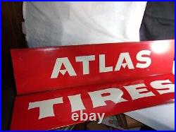 Vintage Original Atlas Tires Metal Display Sign two piece