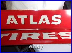 Vintage Original Atlas Tires Metal Display Sign two piece