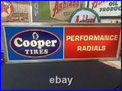 Vintage Original COOPER TIRES 2-Sided Lighted Sign Dealer gas oil advertising 36