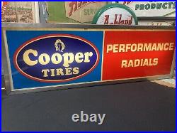 Vintage Original COOPER TIRES 2-Sided Lighted Sign Dealer gas oil advertising 36