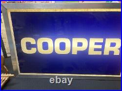 Vintage Original COOPER TIRES 2-Sided Lighted Sign Dealer gas oil advertising 36