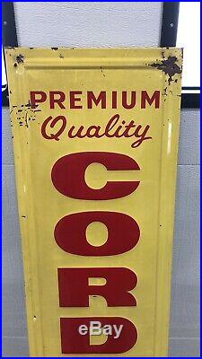 Vintage Original Corduroy Tires Vertical Embossed Tin Sign Gas Oil