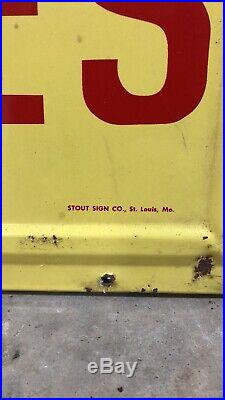 Vintage Original Corduroy Tires Vertical Embossed Tin Sign Gas Oil