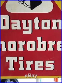 Vintage Original Dayton Thorobred Tires Sign Not Porcelain