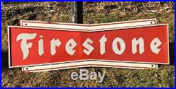 Vintage Original FIRESTONE Tires Dealer Garage Reflective Paint Bow Tie Sign 71