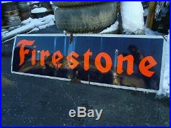 Vintage Original Firestone Tire Porcelain Sign 72x21 RARE