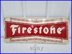 Vintage Original Firestone Tire Sign Gas Oil Soda Farm Feed Seed Tractor Case IH
