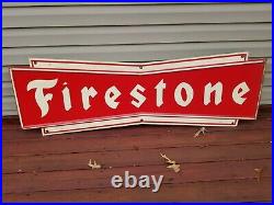 Vintage Original Firestone Tires Bowtie Metal Sign 71 x 24 oil gas station