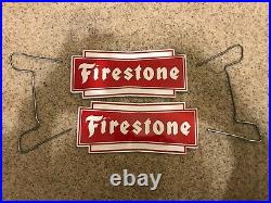 Vintage Original Firestone Tires Metal Rack Stand Sign