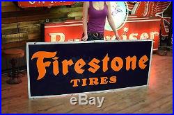 Vintage Original Firestone Tires Porcelain Sign 6ft Service Garage Gas Station