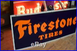 Vintage Original Firestone Tires Porcelain Sign 6ft Service Garage Gas Station