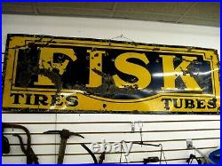 Vintage Original Fisk Tires Tubes Advertising Porcelain Sign 2 FT. X 6FT